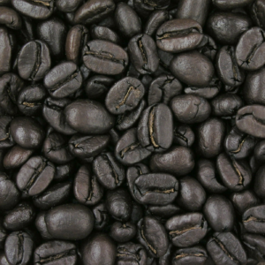 Coffee beans at French roast level